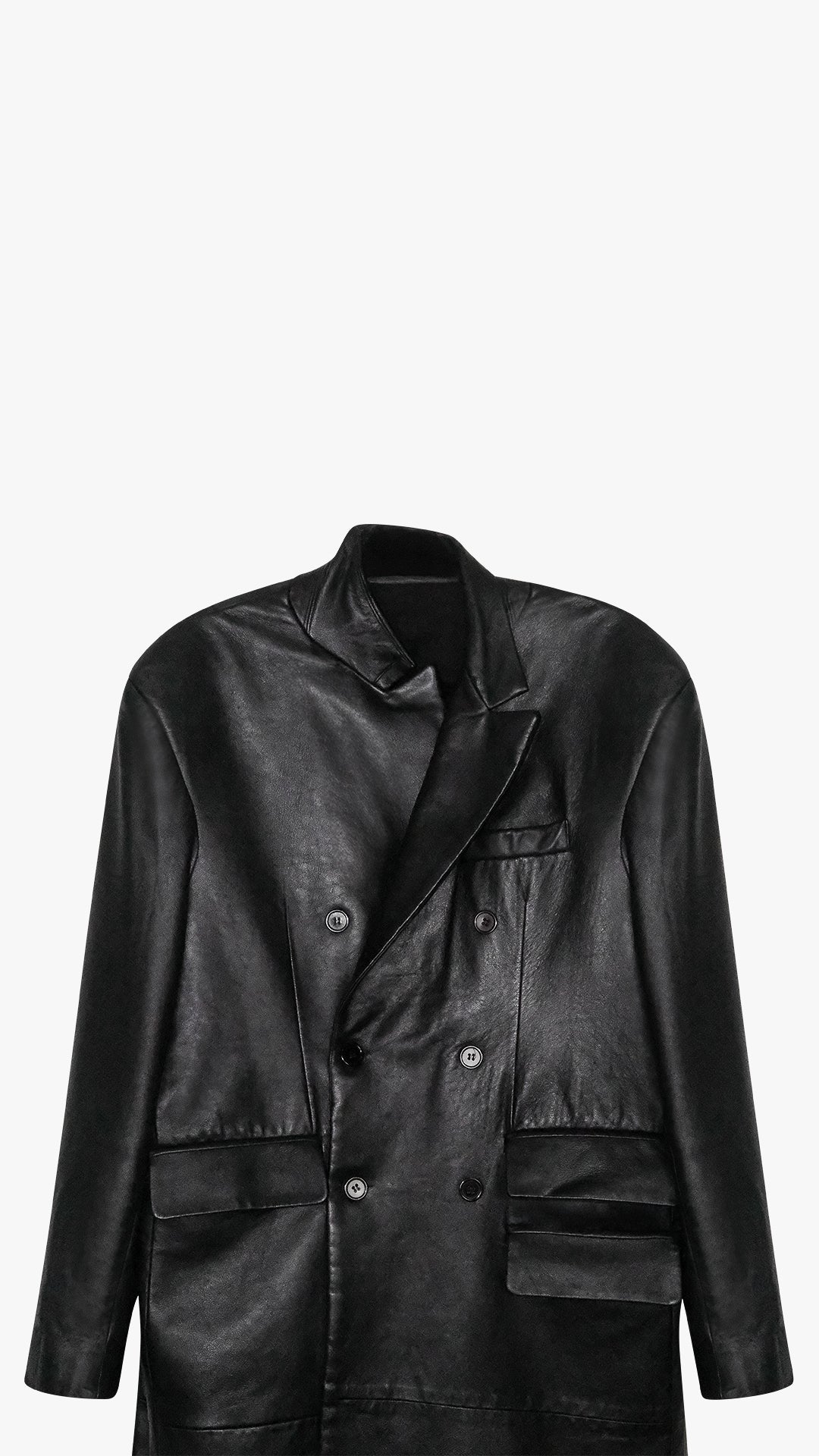 ITALIAN LAMBSKIN LEATHER DOUBLE BREASTED COAT