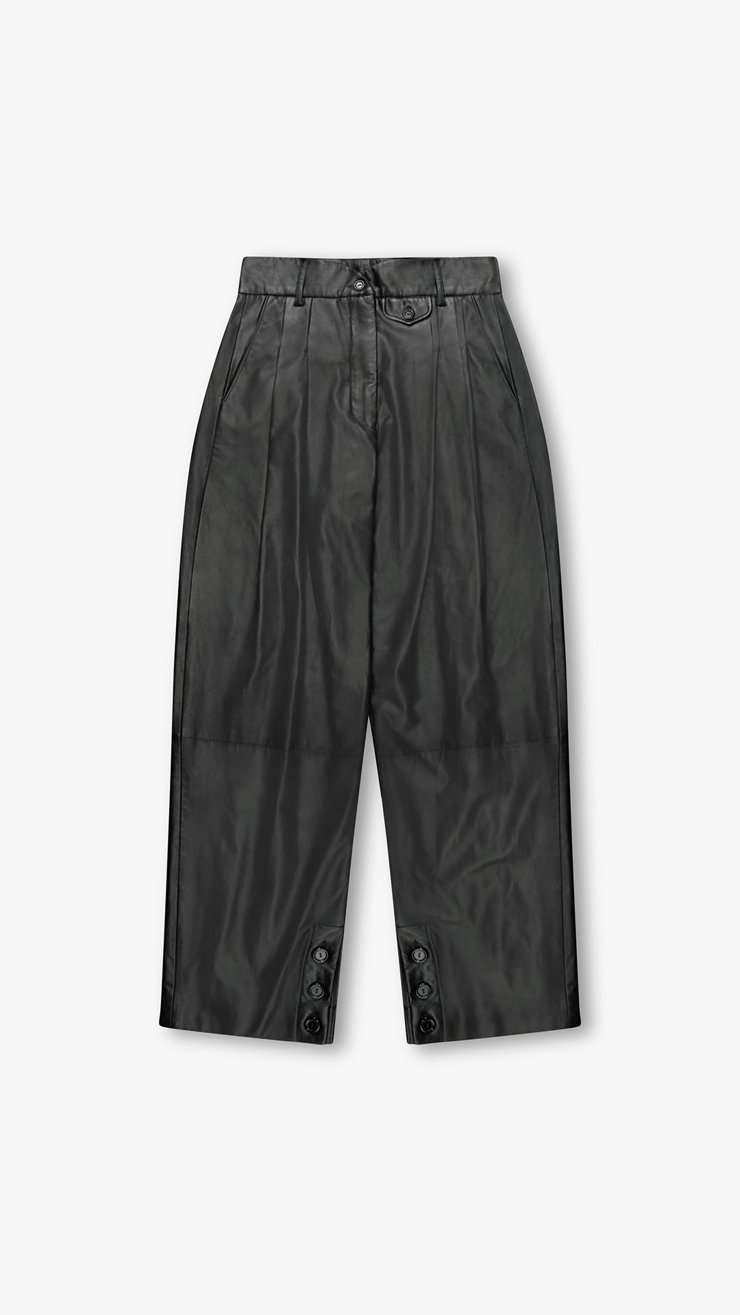 ITALIAN LAMBSKIN LEATHER PLEATED TROUSERS