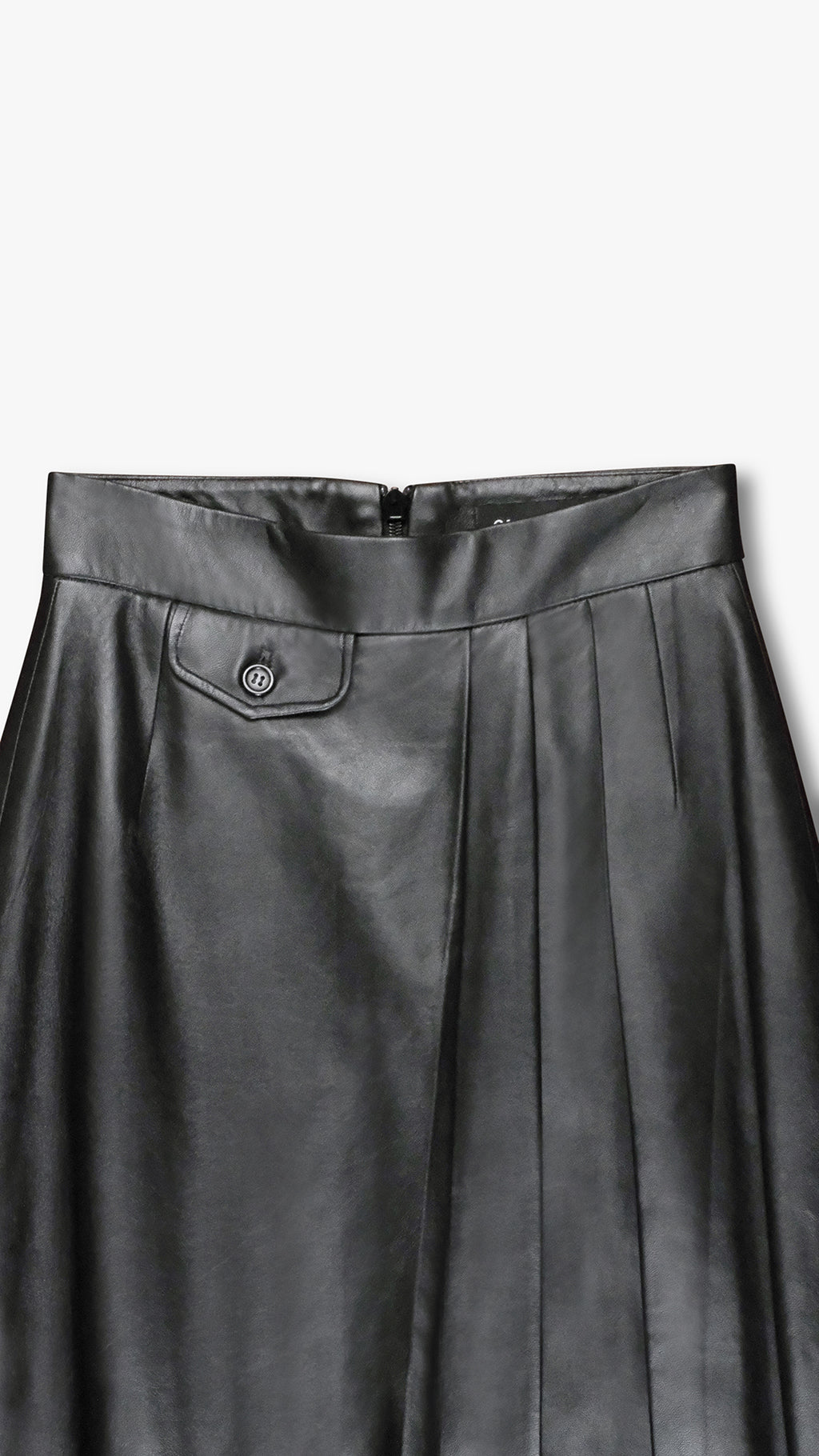 ITALIAN LAMBSKIN LEATHER PLEATED PENCIL SKIRT