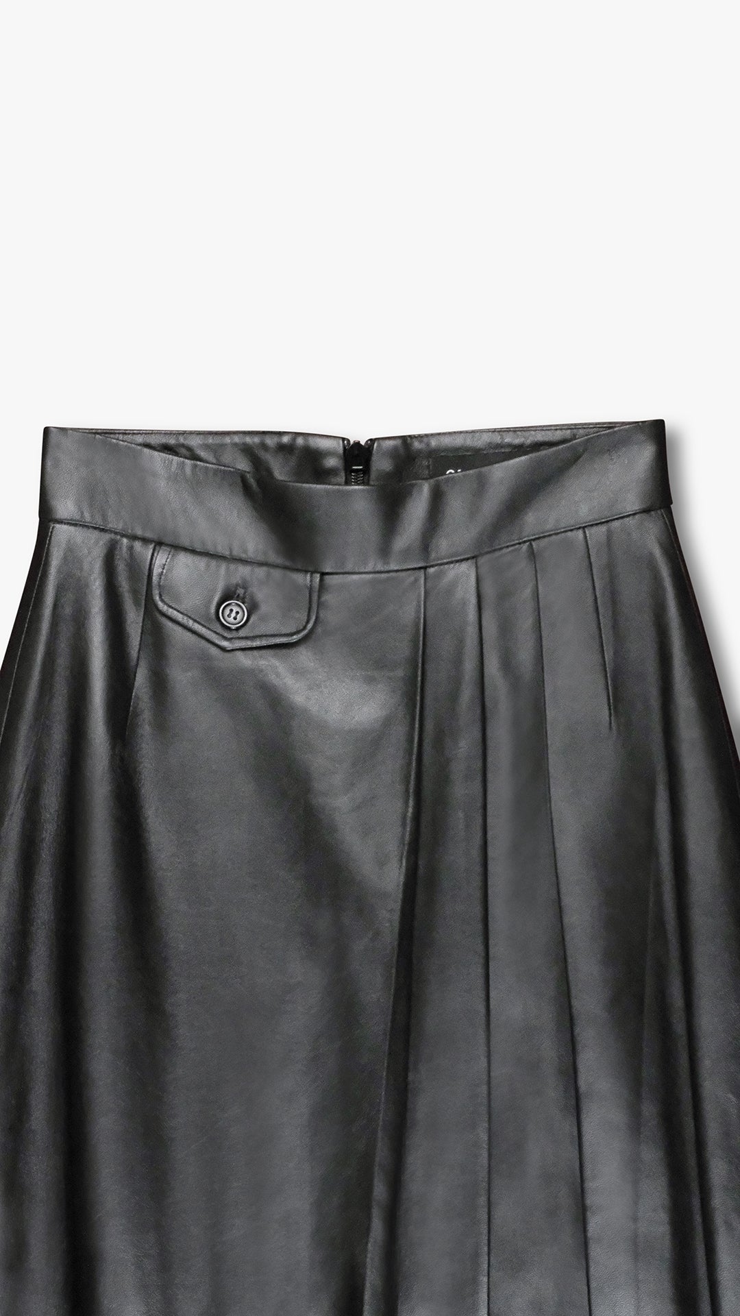 ITALIAN LAMBSKIN LEATER PLEATED SKIRT