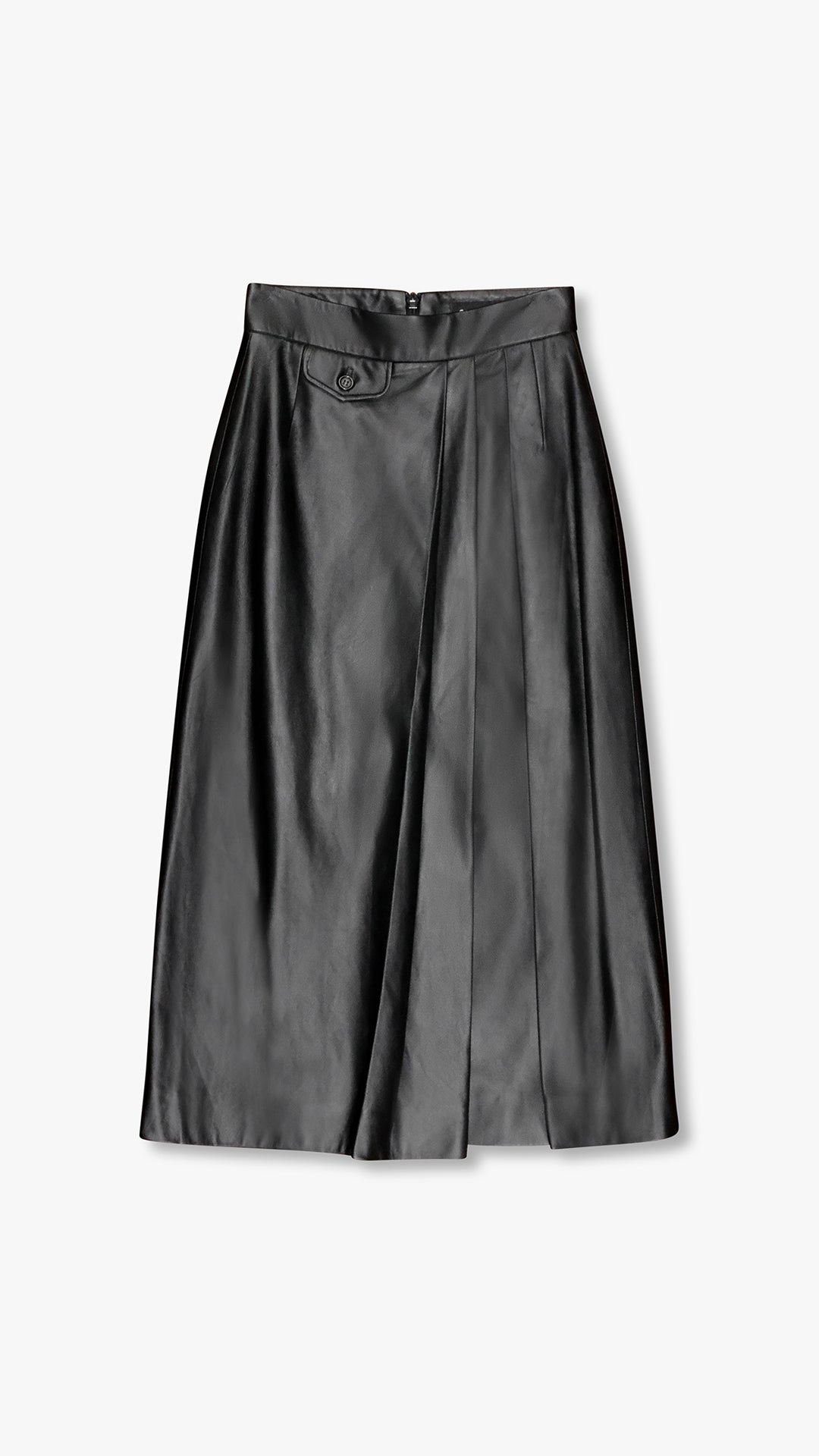 ITALIAN LAMBSKIN LEATER PLEATED SKIRT
