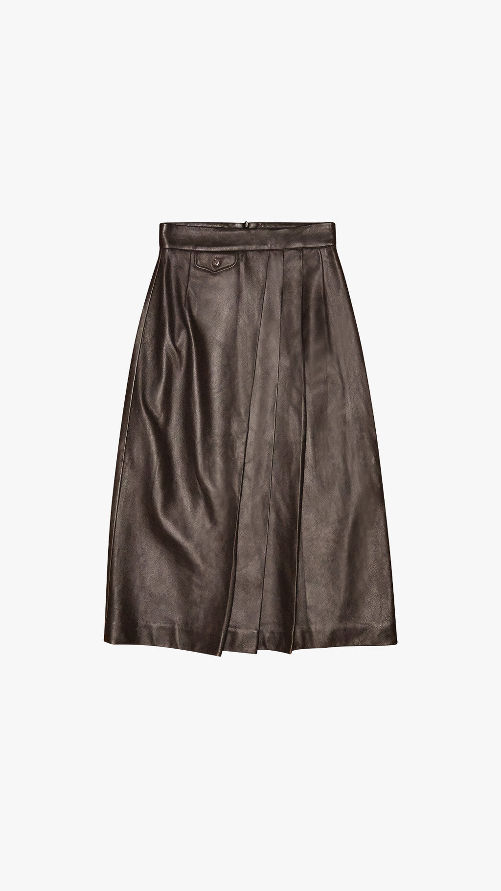 ITALIAN LAMBSKIN LEATHER PLEATED PENCIL SKIRT