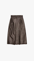 ITALIAN LAMBSKIN LEATHER PLEATED PENCIL SKIRT