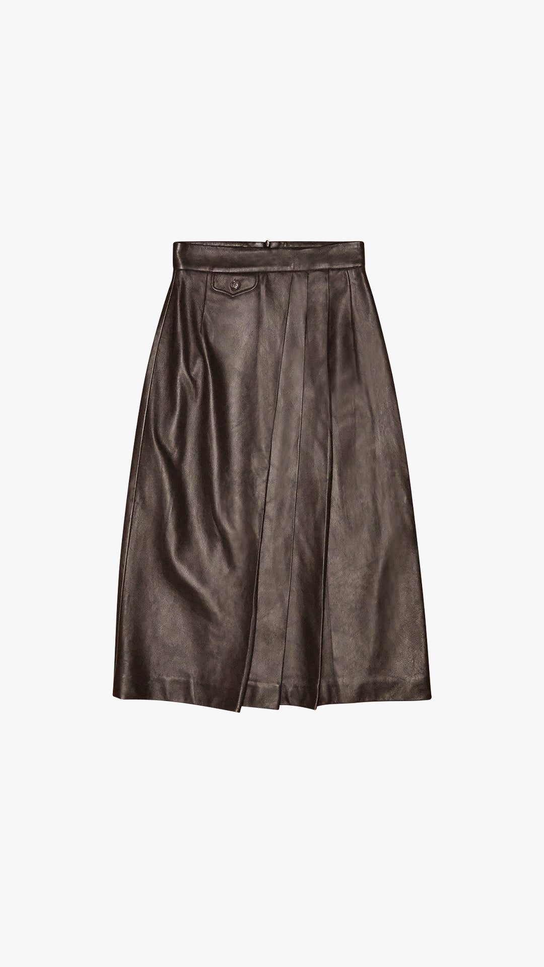 ITALIAN LAMBSKIN LEATHER PLEATED PENCIL SKIRT