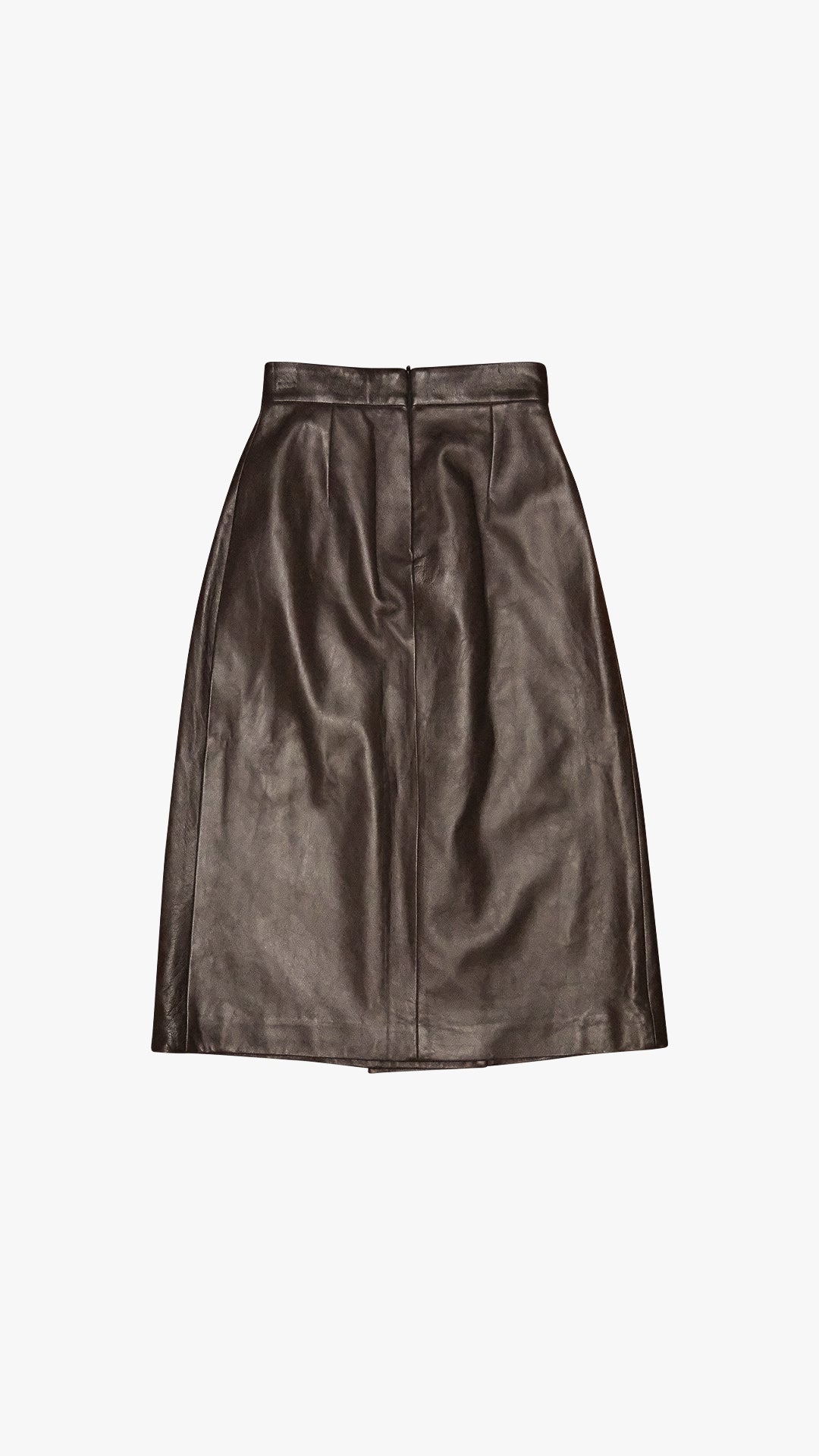 ITALIAN LAMBSKIN LEATHER PLEATED PENCIL SKIRT