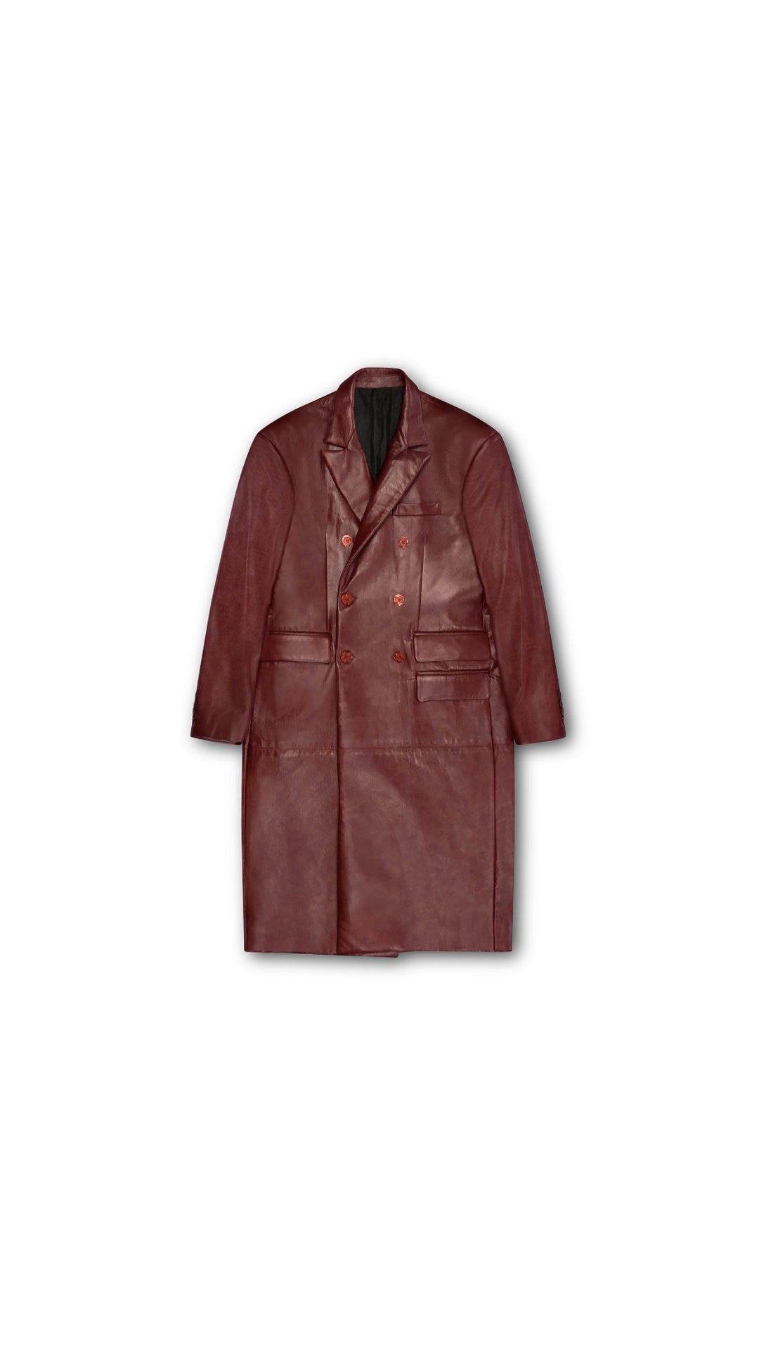 OVERSIZED LAMBSKIN LEATHER DOUBLE-BREASTED COAT