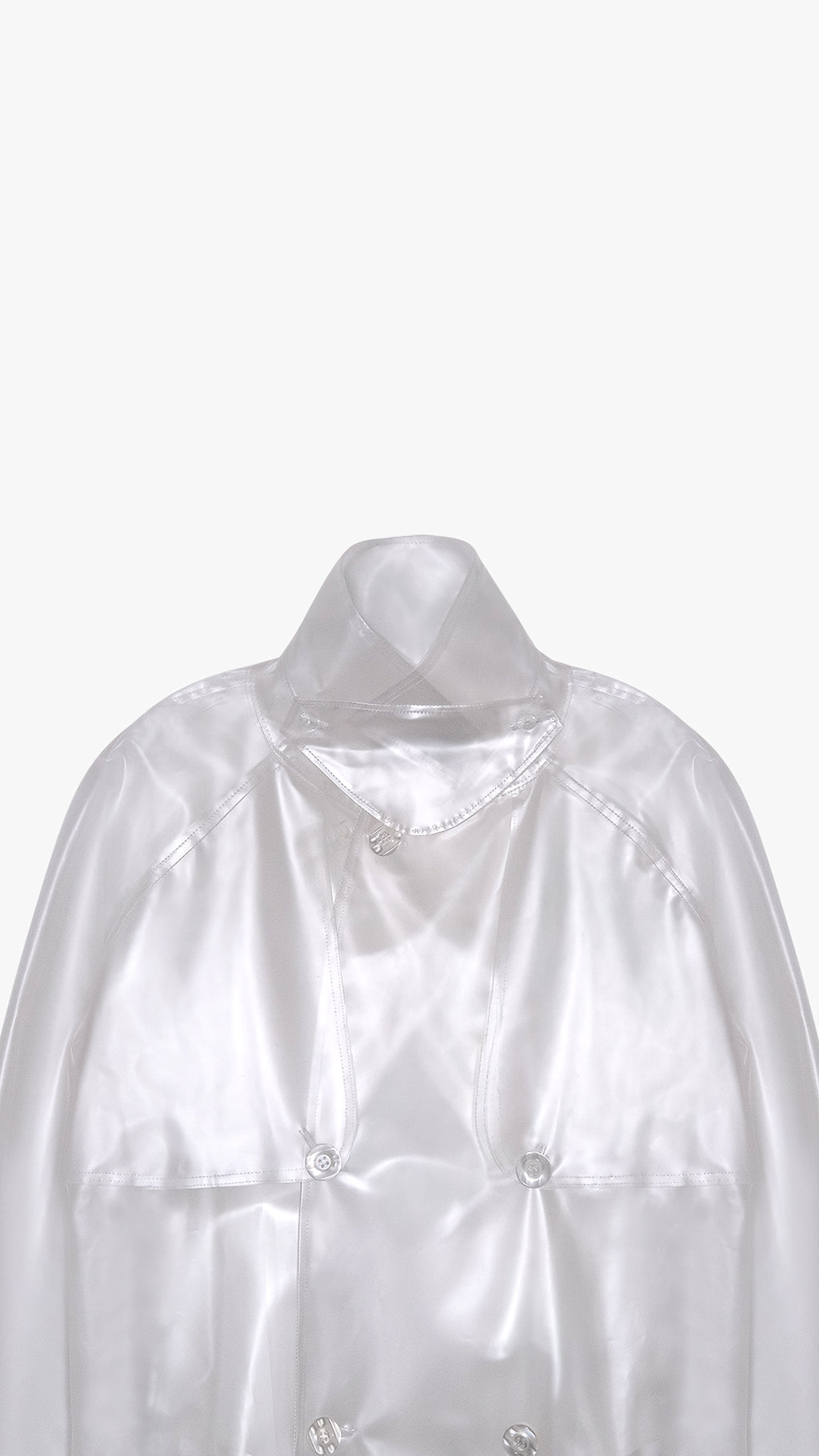 TRANSPARENT TRENCH COAT IN SHEER TECHNICAL FABRICATION