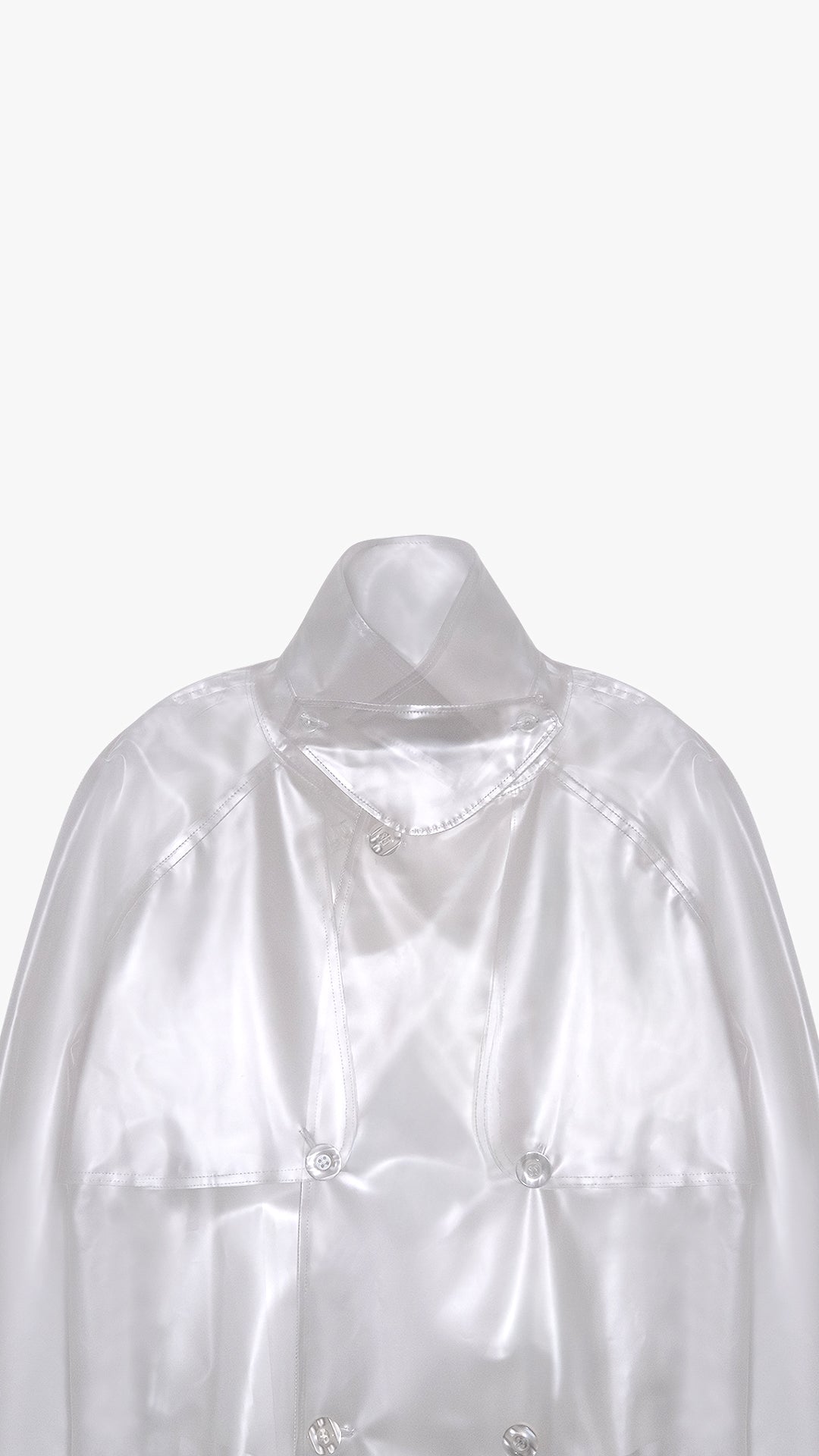 TRANSPARENT TRENCH COAT IN SHEER TECHNICAL FABRICATION