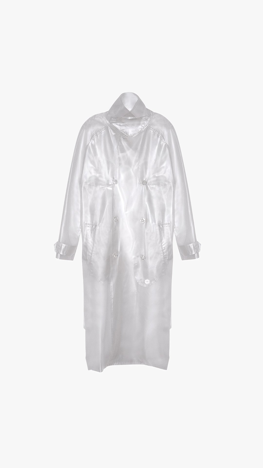 TRANSPARENT TRENCH COAT IN SHEER TECHNICAL FABRICATION