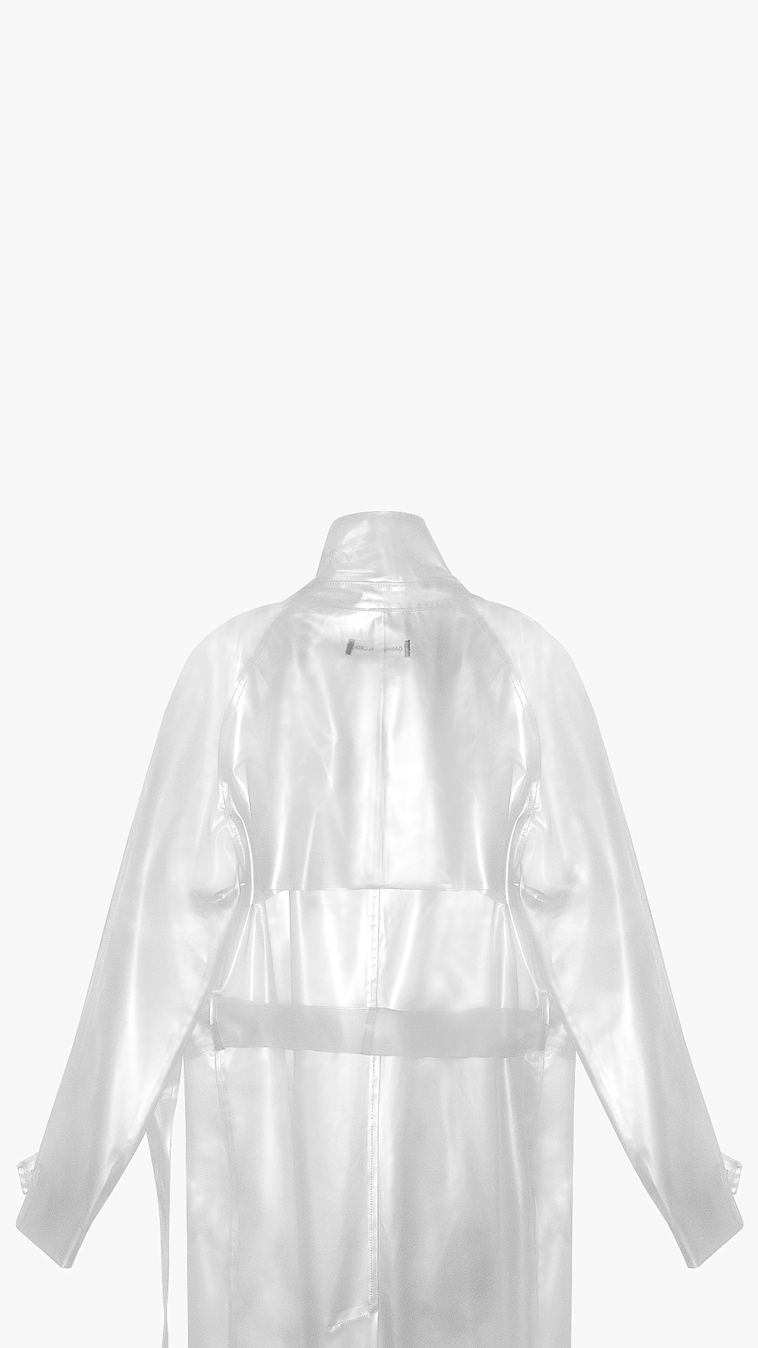 TRANSPARENT TRENCH COAT IN SHEER TECHNICAL FABRICATION