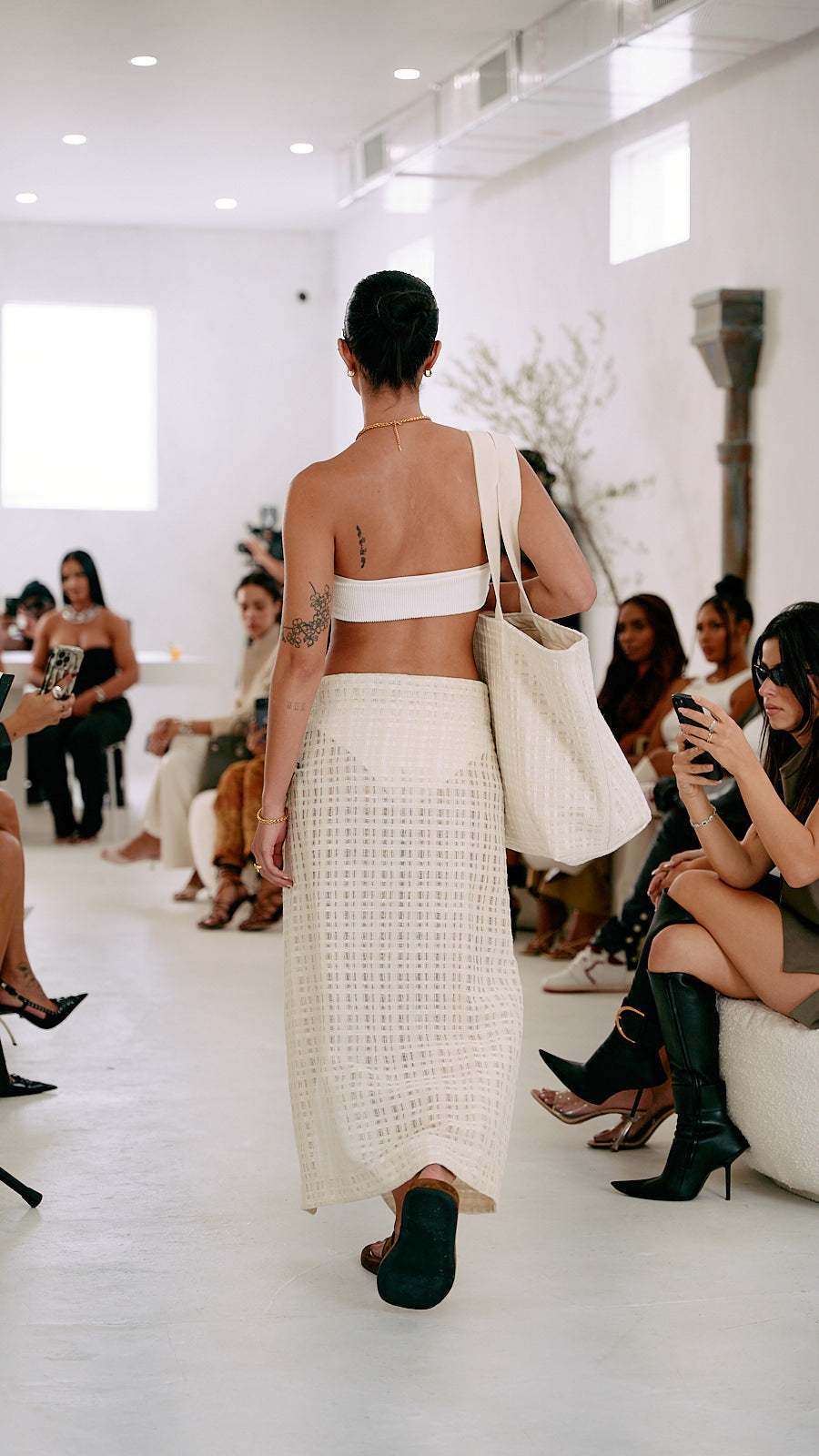 OPEN-WEAVE LINEN WRAP SKIRT