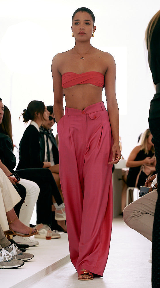 ITALIAN SILK LINEN PLEATED TROUSER