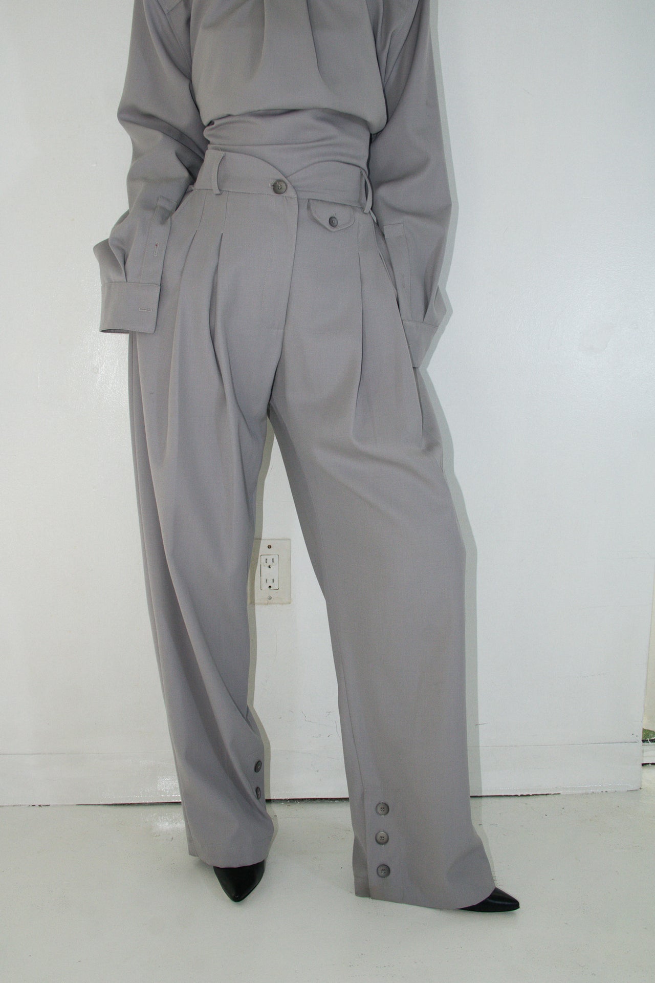 ITALIAN CASHMERE WOOL PLEATED TROUSERS