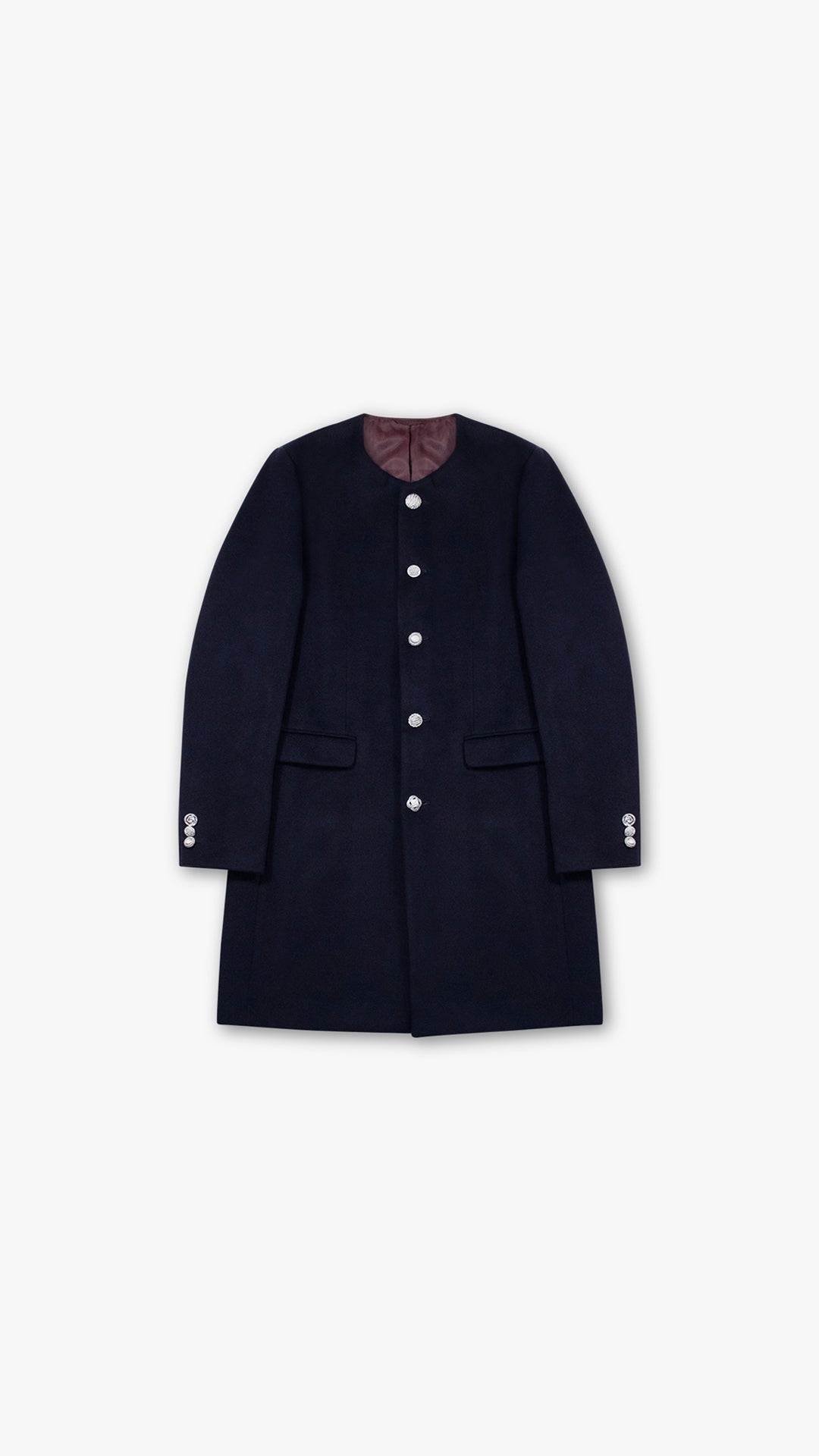 ITALIAN CASHMERE WOOL COLLARLESS COAT